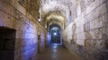 Diocletian`s Palace, underground city of Split. Croatia. Bearing walls, columns and arches under the city, Roman civilization Royalty Free Stock Photo