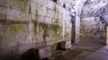 Diocletian`s Palace, underground city of Split. Croatia. Bearing walls, columns and arches under the city, Roman civilization Royalty Free Stock Photo