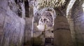 Diocletian`s Palace, underground city of Split. Croatia. Bearing walls, columns and arches under the city, Roman civilization Royalty Free Stock Photo