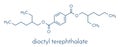 Dioctyl terephthalate DOTP, DEHT plasticizer molecule. Phthalate alternative, used in PVC plastics. Skeletal formula. Royalty Free Stock Photo