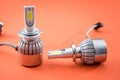 Diod electric light bulbs for repair car lamps. Modern automotive lamps with wires and connecting elements