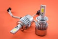 Diod electric light bulbs for repair car lamps. Modern automotive lamps with wires and connecting elements