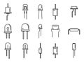 Diode icons set outline vector. Anode light