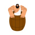 Diogenes in barrel. ancient greek philosopher Royalty Free Stock Photo