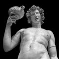 Dionysus Bacchus Wine statue portrait on black Royalty Free Stock Photo