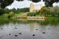 Diorama in Kirov and a park pond with ducks