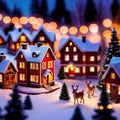 Diorama miniature of traditional Christmas town in winter