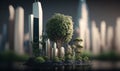 diorama of a small green eco city, ecological concept. Generated AI