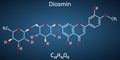 Diosmin, C28H32O15, flavonoid molecule. It is flavone glycoside of diosmetin, semisynthetic drug for the treatment of venous