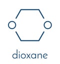 Dioxane 1,4-dioxane solvent molecule. Skeletal formula. Royalty Free Stock Photo