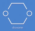 Dioxane 1,4-dioxane solvent molecule. Skeletal formula. Royalty Free Stock Photo