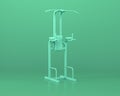 Dip Pull Up gym equipments, in monochrome blue color background,3d Rendering