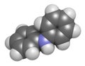 Diphenylamine antioxidant molecule. Used to prevent apple scald. 3D rendering. Atoms are represented as spheres with conventional