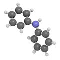 Diphenylamine antioxidant molecule. Used to prevent apple scald. 3D rendering. Atoms are represented as spheres with conventional