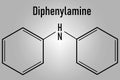 Diphenylamine antioxidant molecule. Used to prevent apple scald. Skeletal formula.