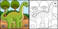Diplodocus Dinosaur Coloring Page Illustration Royalty Free Stock Photo