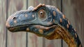 Diplodocus dinosaur face on white surface, hyper realistic photo