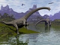 Diplodocus dinosaurs - 3D render Royalty Free Stock Photo