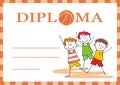 Diploma, boy basketball team, vector illustration