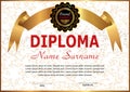 Diploma or certificate. Elegant design with golden ribbon. Winni