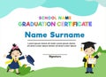 Cute diploma certificate template for preschool, kindergarten or primary school student. Royalty Free Stock Photo
