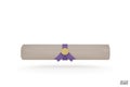 Diploma, close up of paper scroll with purple ribbon isolated on white background. Graduation Degree Scroll with Medal. Education