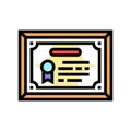 diploma or educational certificate color icon vector illustration Royalty Free Stock Photo