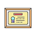 diploma or educational certificate color icon vector illustration Royalty Free Stock Photo