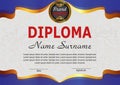 Diploma. Elegant blue template. Reward. Winning the competition.