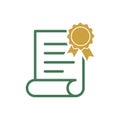 Colored Diploma, Graduate Certificate Icon Vector Template Royalty Free Stock Photo