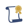 Colored Diploma, Graduate Certificate Icon Vector Template Royalty Free Stock Photo