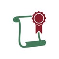 Colored Diploma, Graduate Certificate Icon Vector Template Royalty Free Stock Photo