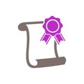 Colored Diploma, Graduate Certificate Icon Vector Template Royalty Free Stock Photo
