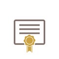 Colored Diploma, Graduate Certificate Icon Vector Template Royalty Free Stock Photo
