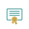 Colored Diploma, Graduate Certificate Icon Vector Template Royalty Free Stock Photo