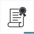 Diploma, Graduate Rosette Certificate Icon Vector Template Royalty Free Stock Photo