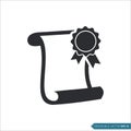 Diploma, Graduate Rosette Certificate Icon Vector Template Royalty Free Stock Photo