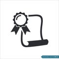 Diploma, Graduate Rosette Certificate Icon Vector Template Royalty Free Stock Photo