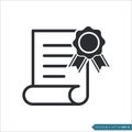 Diploma, Graduate Rosette Certificate Icon Vector Template Royalty Free Stock Photo