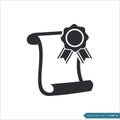 Diploma, Graduate Rosette Certificate Icon Vector Template Royalty Free Stock Photo