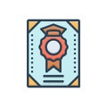 Color illustration icon for Diploma, certificate and degree Royalty Free Stock Photo