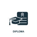 Diploma icon. Monochrome simple Success icon for templates, web design and infographics