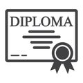 Diploma line icon, Education and certificate,