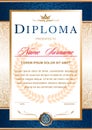 Diploma in the official, solemn, elegant, Royal style