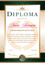 Diploma in the official, solemn, elegant, Royal style Royalty Free Stock Photo