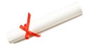 Diploma with a red ribbon