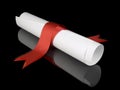 Diploma with red ribbon