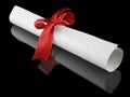 Diploma with red ribbon