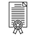 Diploma reputation icon, outline style