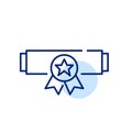 Diploma in a scroll. Graduation degree. Pixel perfect icon